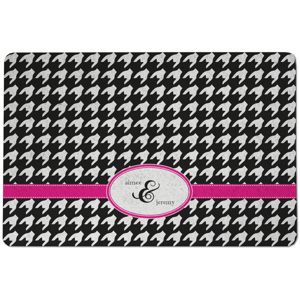 Houndstooth w/Pink Accent Dog Food Mat - Small without bowls