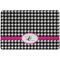 Houndstooth w/Pink Accent Dog Food Mat w/ Couple's Names