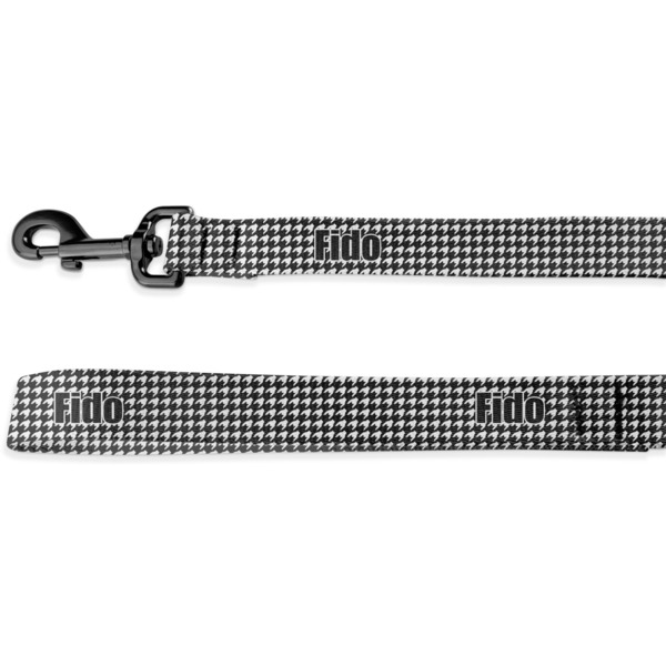 Custom Houndstooth w/Pink Accent Dog Leash - 6 ft (Personalized)