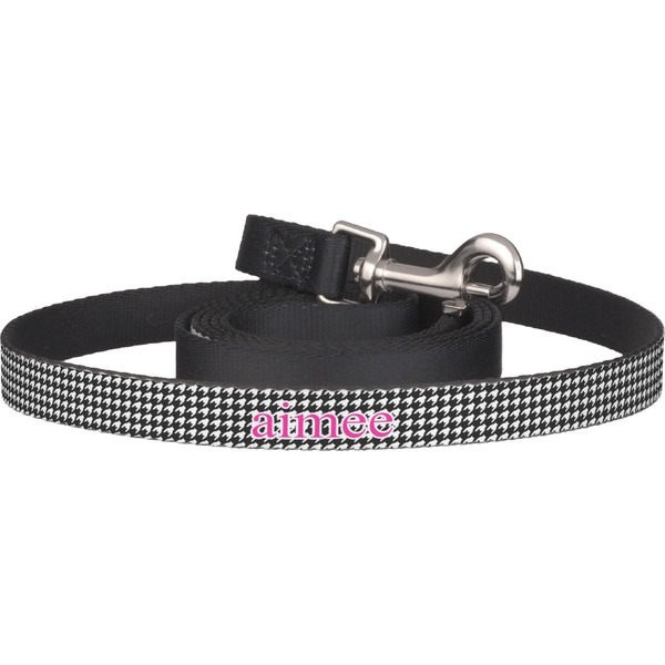 Custom Houndstooth w/Pink Accent Dog Leash (Personalized)