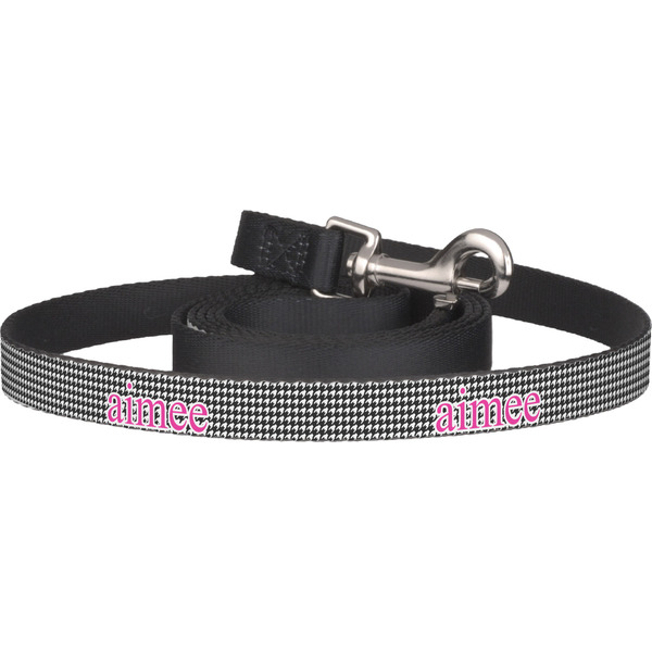 Custom Houndstooth w/Pink Accent Dog Leash (Personalized)