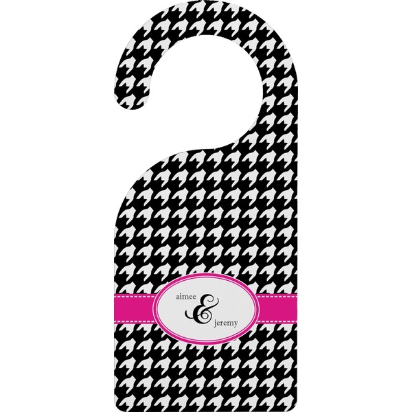 Custom Houndstooth w/Pink Accent Door Hanger (Personalized)