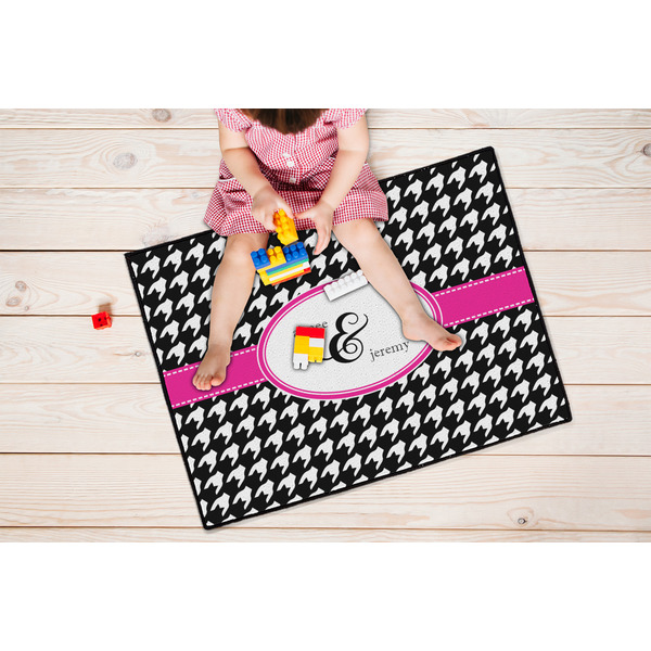 Houndstooth w/Pink Accent Door Mats - LIFESTYLE kid