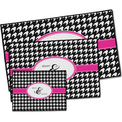 Houndstooth w/Pink Accent Door Mat (Personalized)
