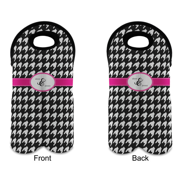 Houndstooth w/Pink Accent Double Wine Tote - APPROVAL (new)