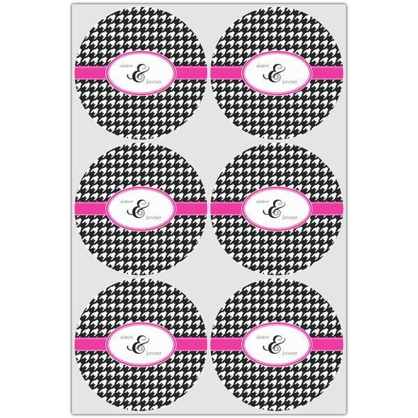 Houndstooth w/Pink Accent Drink Topper - Large - Set of 6