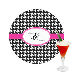 Houndstooth w/Pink Accent Printed Drink Topper -  2.5" (Personalized)