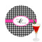 Houndstooth w/Pink Accent Printed Drink Topper -  2.5" (Personalized)