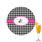 Houndstooth w/Pink Accent Printed Drink Topper - 2.15" (Personalized)