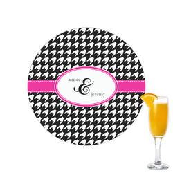 Houndstooth w/Pink Accent Printed Drink Topper - 2.15" (Personalized)