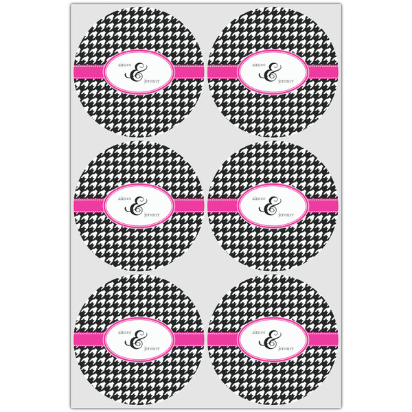 Houndstooth w/Pink Accent Drink Topper - XLarge - Set of 6