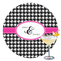Houndstooth w/Pink Accent Printed Drink Topper - 3.5" (Personalized)