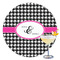 Houndstooth w/Pink Accent Printed Drink Topper - 3.5" (Personalized)
