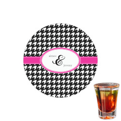 Houndstooth w/Pink Accent Printed Drink Topper - 1.5" (Personalized)