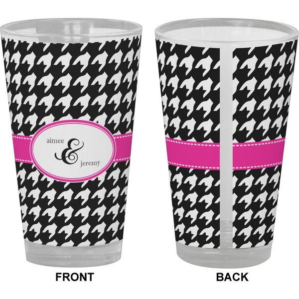 Houndstooth w/Pink Accent Pint Glass - Full Color - Front & Back Views
