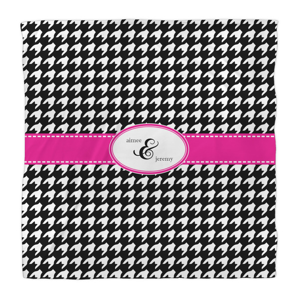 Houndstooth w/Pink Accent Duvet Cover - Queen - Front