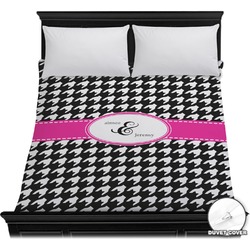 Houndstooth w/Pink Accent Duvet Cover - Full / Queen (Personalized)
