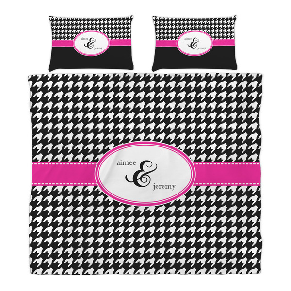 Houndstooth w/Pink Accent Duvet Cover Set - King - Alt Approval