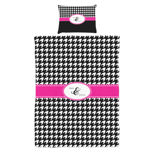 Houndstooth w/Pink Accent Duvet Cover Set - Twin - Alt Approval