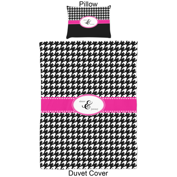 Houndstooth w/Pink Accent Duvet Cover Set - Twin - Approval