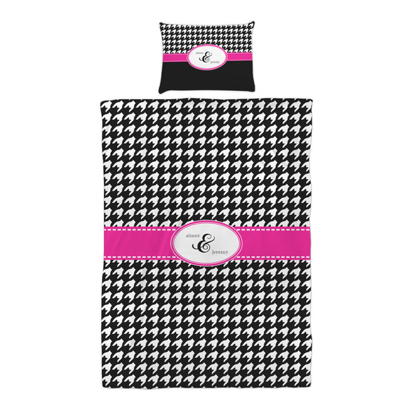 Houndstooth w/Pink Accent Duvet Cover Set - Twin XL - Alt Approval