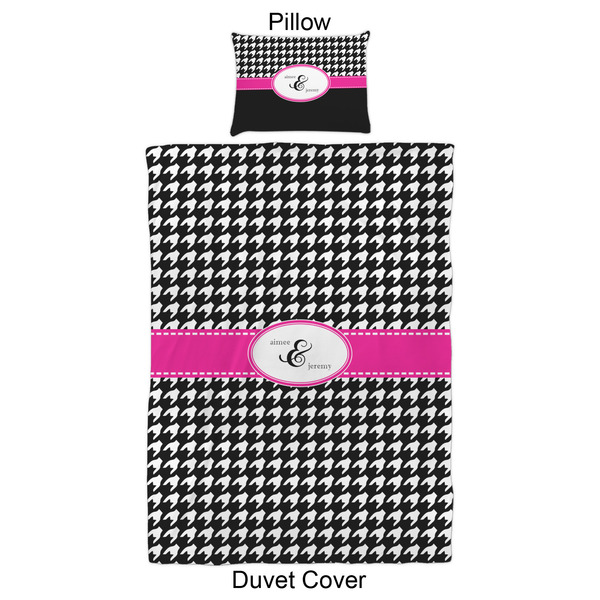 Houndstooth w/Pink Accent Duvet Cover Set - Twin XL - Approval