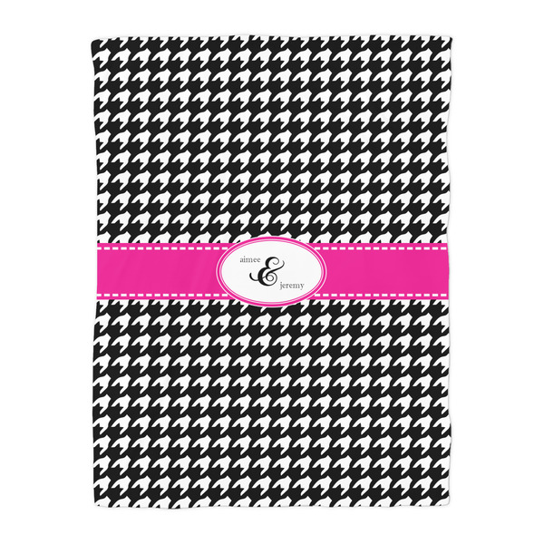 Houndstooth w/Pink Accent Duvet Cover - Twin - Front