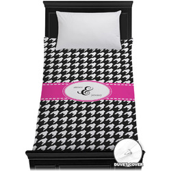 Houndstooth w/Pink Accent Duvet Cover - Twin XL (Personalized)