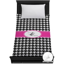 Houndstooth w/Pink Accent Duvet Cover - Twin (Personalized)