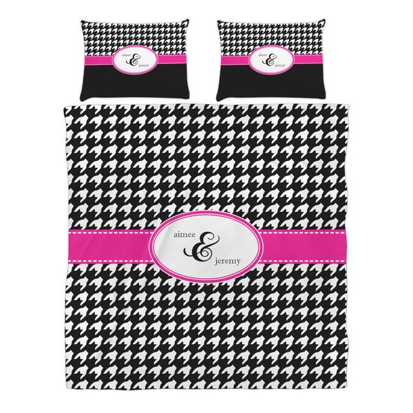Houndstooth w/Pink Accent Duvet cover Set - Queen - Alt Approval