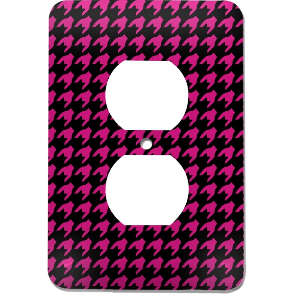 Custom Houndstooth w/Pink Accent Electric Outlet Plate