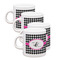 Houndstooth w/Pink Accent Espresso Cup Group of Four Front