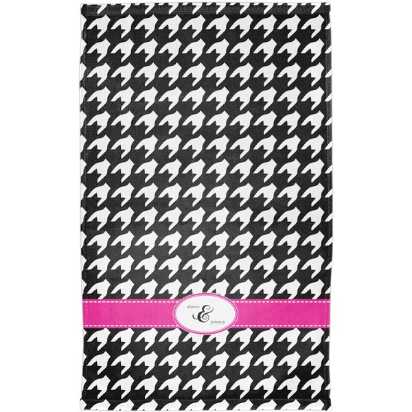 Houndstooth w/Pink Accent Finger Tip Towel - Full View