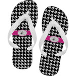 Houndstooth w/Pink Accent Flip Flops - Small (Personalized)