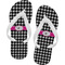Houndstooth w/Pink Accent Flip Flops - Large (Personalized)