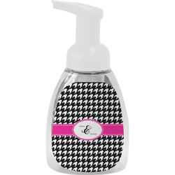 Houndstooth w/Pink Accent Foam Soap Bottle - White (Personalized)