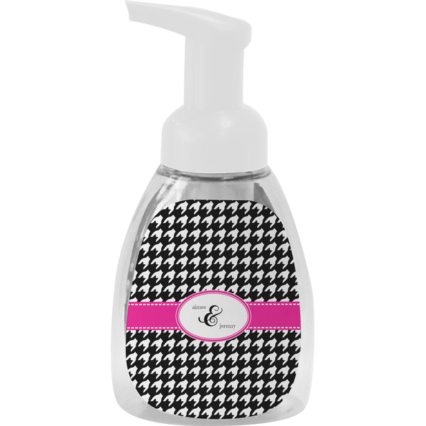 Custom Houndstooth w/Pink Accent Foam Soap Bottle - White (Personalized)