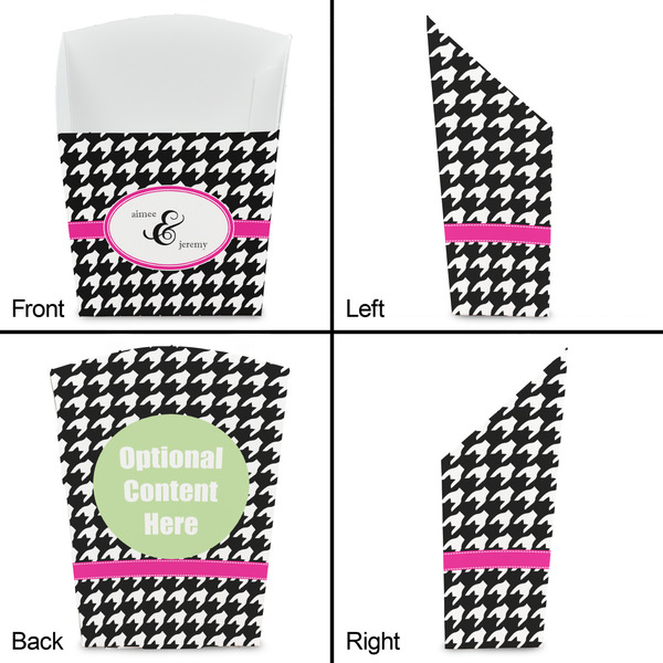 Houndstooth w/Pink Accent French Fry Favor Box - Front & Back View