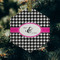 Houndstooth w/Pink Accent Frosted Glass Ornament - Hexagon (Lifestyle)