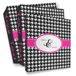 Houndstooth w/Pink Accent 3 Ring Binder - Full Wrap (Personalized)