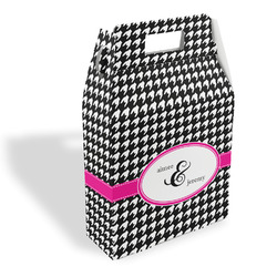 Houndstooth w/Pink Accent Gable Favor Box (Personalized)