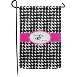 Houndstooth w/Pink Accent Small Garden Flag - Double Sided w/ Couple's Names