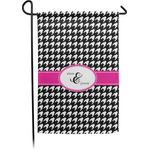 Houndstooth w/Pink Accent Small Garden Flag - Single Sided w/ Couple's Names