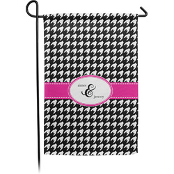 Houndstooth w/Pink Accent Small Garden Flag - Single Sided w/ Couple's Names