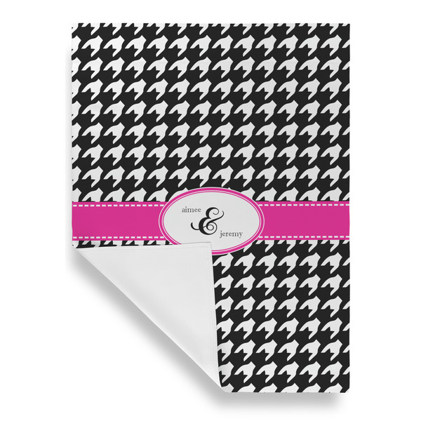 Houndstooth w/Pink Accent Garden Flags - Large - Single Sided - FRONT FOLDED