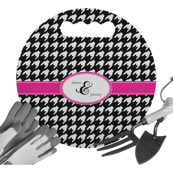 Custom Houndstooth w/Pink Accent Gardening Knee Cushion (Personalized)