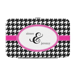 Houndstooth w/Pink Accent Genuine Leather Small Framed Wallet (Personalized)
