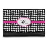 Houndstooth w/Pink Accent Genuine Leather Women's Wallet - Small (Personalized)