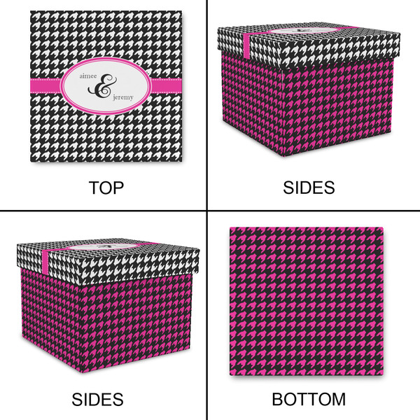 Houndstooth w/Pink Accent Gift Boxes with Lid - Canvas Wrapped - Large - Approval