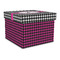 Houndstooth w/Pink Accent Gift Boxes with Lid - Canvas Wrapped - Large - Front/Main